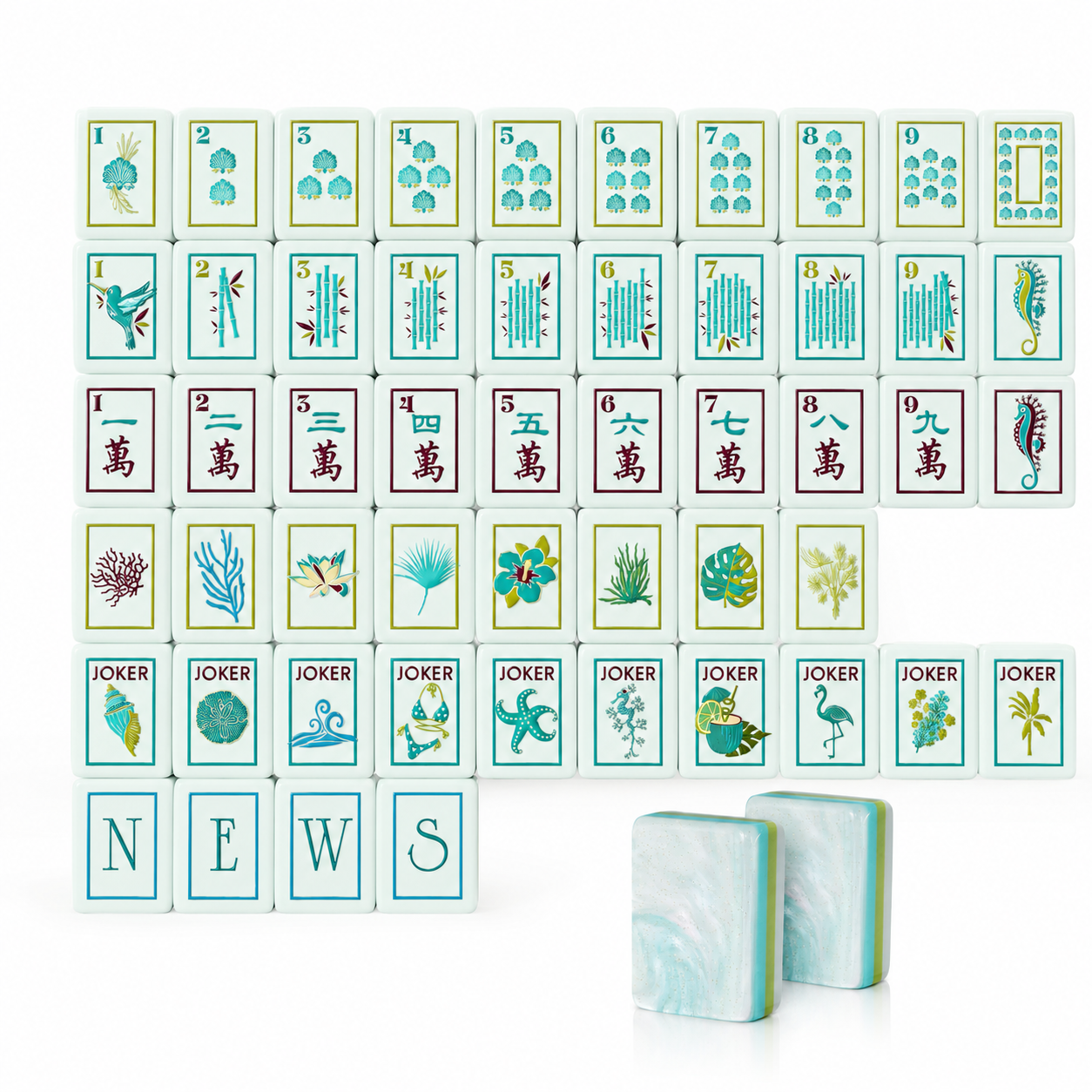 Portable Ocean Theme American Mahjong Set, Acrylic Travel Mahjong Kit, Ideal for Outdoor Activities and Gifts, Perfect for Entertainment