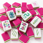 American Mahjong Set, Mahjong Tiles, Random Mahjong Table Mat, Includes Blue Portable Bag, Perfect Gift for Mahjong Lovers