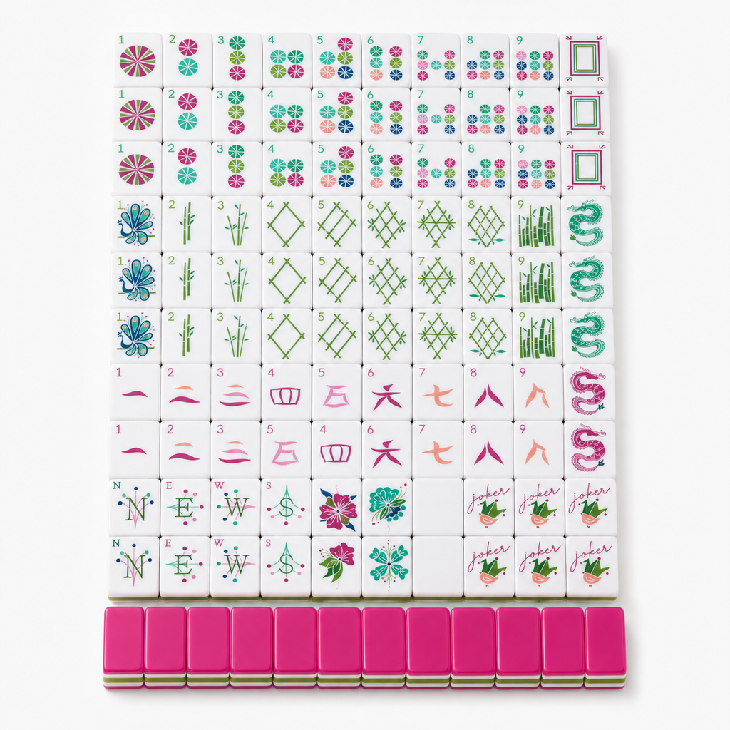 American Mahjong Set, Mahjong Tiles, Random Mahjong Table Mat, Includes Blue Portable Bag, Perfect Gift for Mahjong Lovers