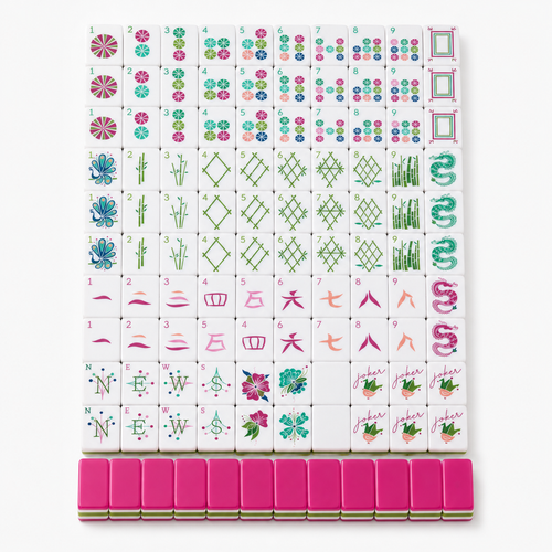 American Mahjong Set, Mahjong Tiles, Random Mahjong Table Mat, Includes Blue Portable Bag, Perfect Gift for Mahjong Lovers
