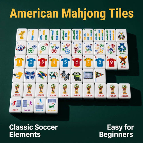 Bespoke Artisan Soccer Theme American Mahjong Set Luxury Acrylic 160 Tiles World Cup Collection Mahjong for Players