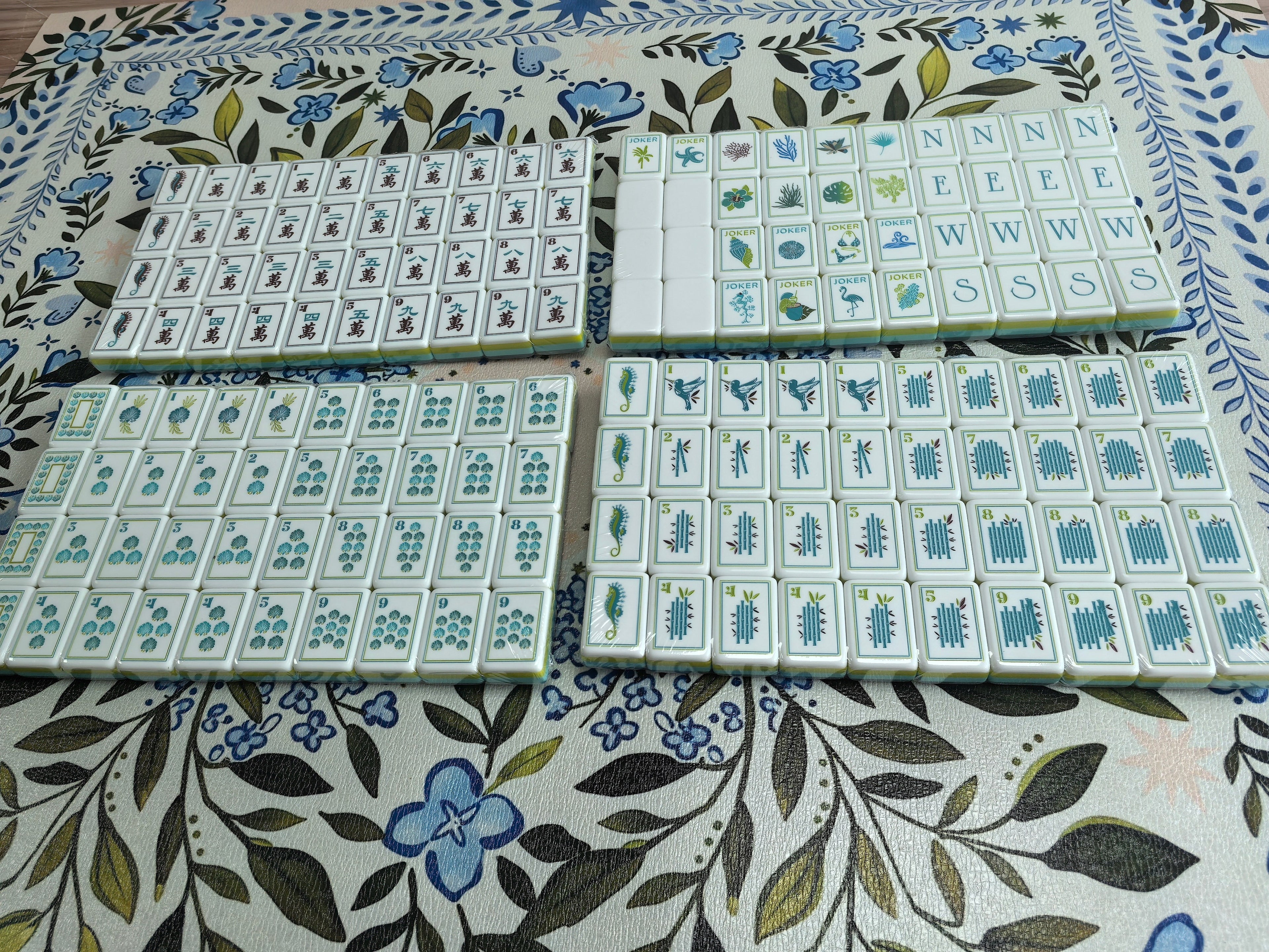 Portable Ocean Theme American Mahjong Set, Acrylic Travel Mahjong Kit, Ideal for Outdoor Activities and Gifts, Perfect for Entertainment