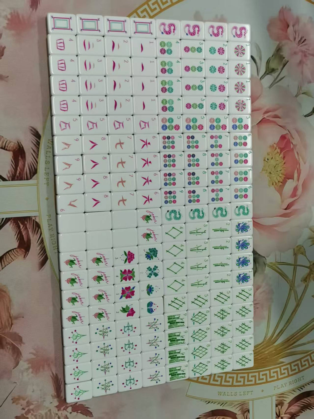 American Mahjong Set, Mahjong Tiles, Random Mahjong Table Mat, Includes Blue Portable Bag, Perfect Gift for Mahjong Lovers